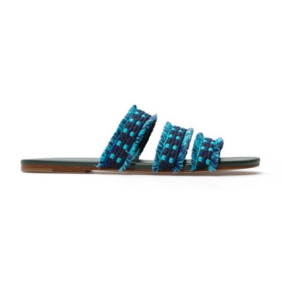 NWT Rothy’s Teal Blue Fringe Sandals - Picture 2 of 5